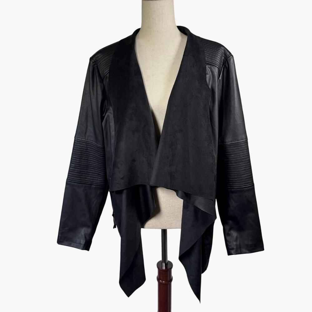 Levi's Womens Black Faux Leather Jacket Drape Front Gothic Motorcycle size 1X